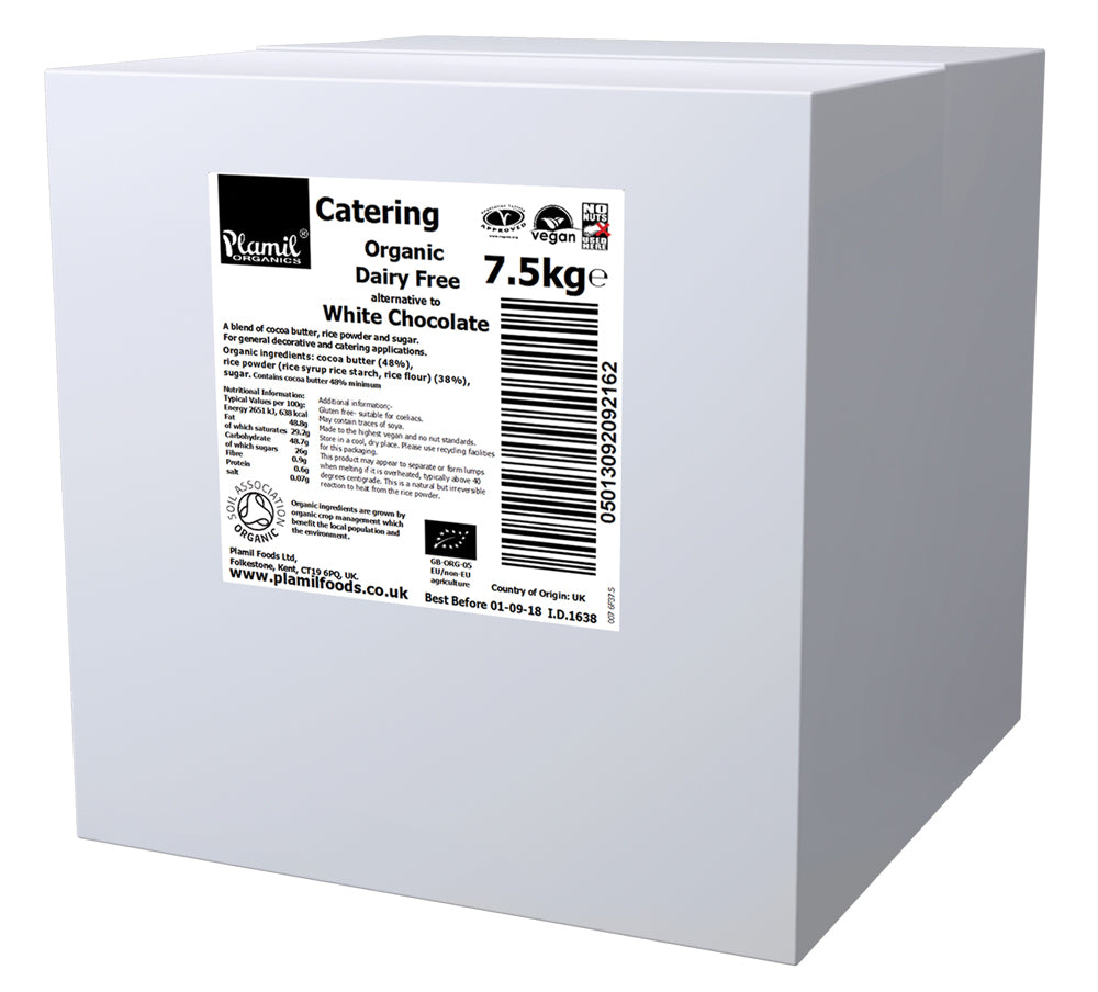 7.5kg Plamil Bulk White Chocolate Drops Vegan Perfection Retail