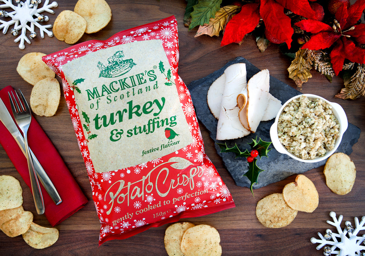 Mackie’s Turkey & Stuffing Festive Crisps Vegan Perfection Retail