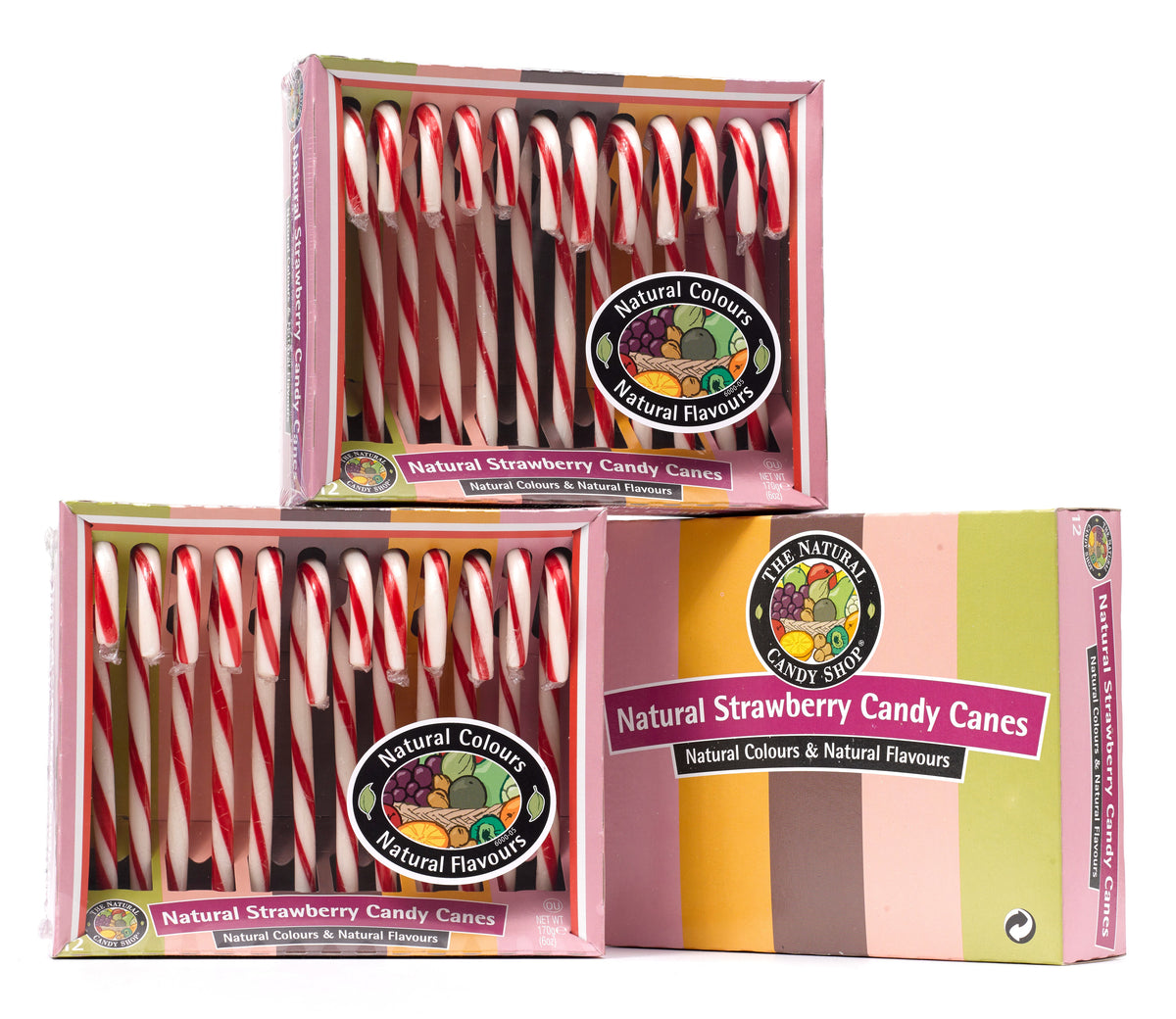 The Natural Candy Shop Strawberry Candy Canes in Cradle Vegan