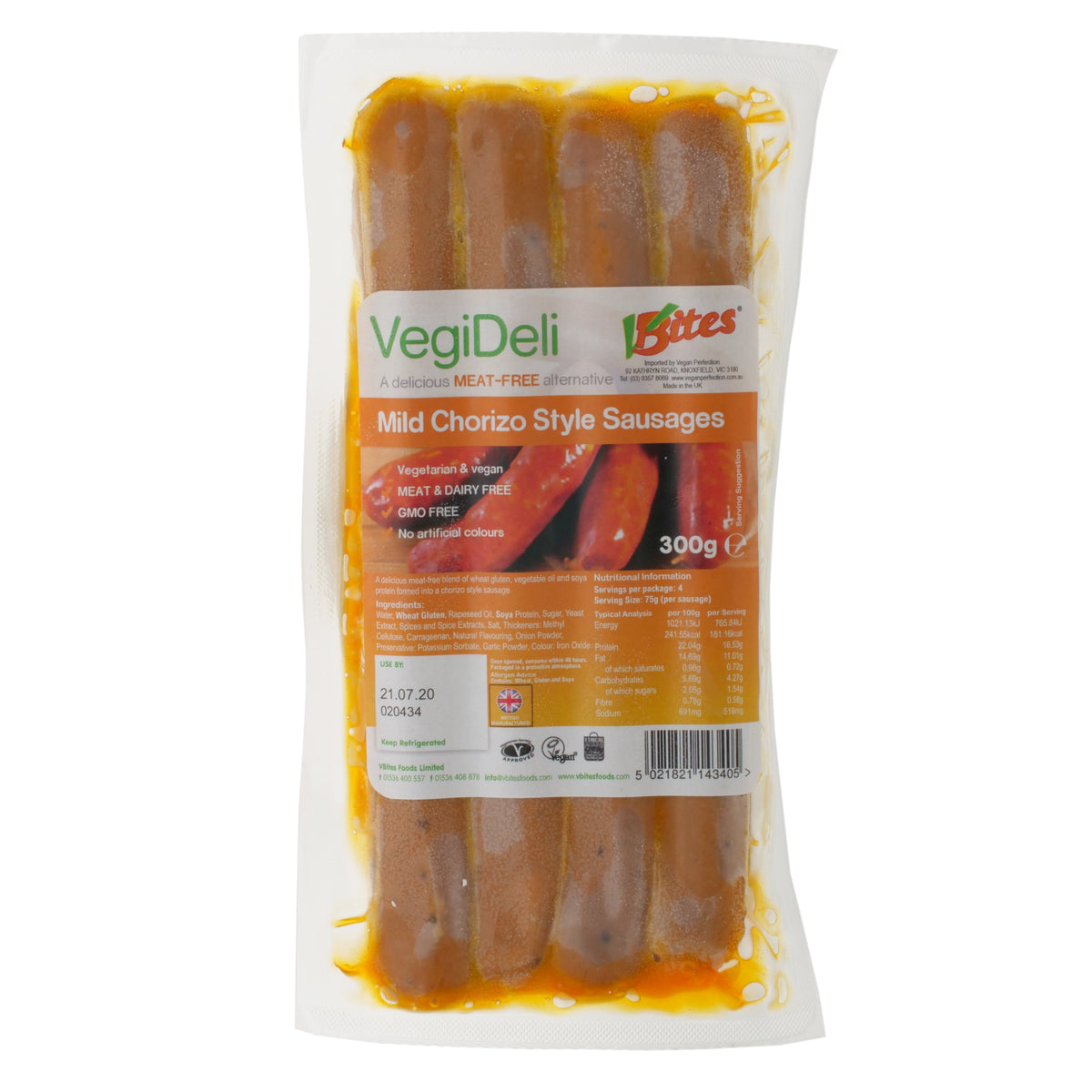 Mild Chorizostyle Sausages Vegan Perfection Retail